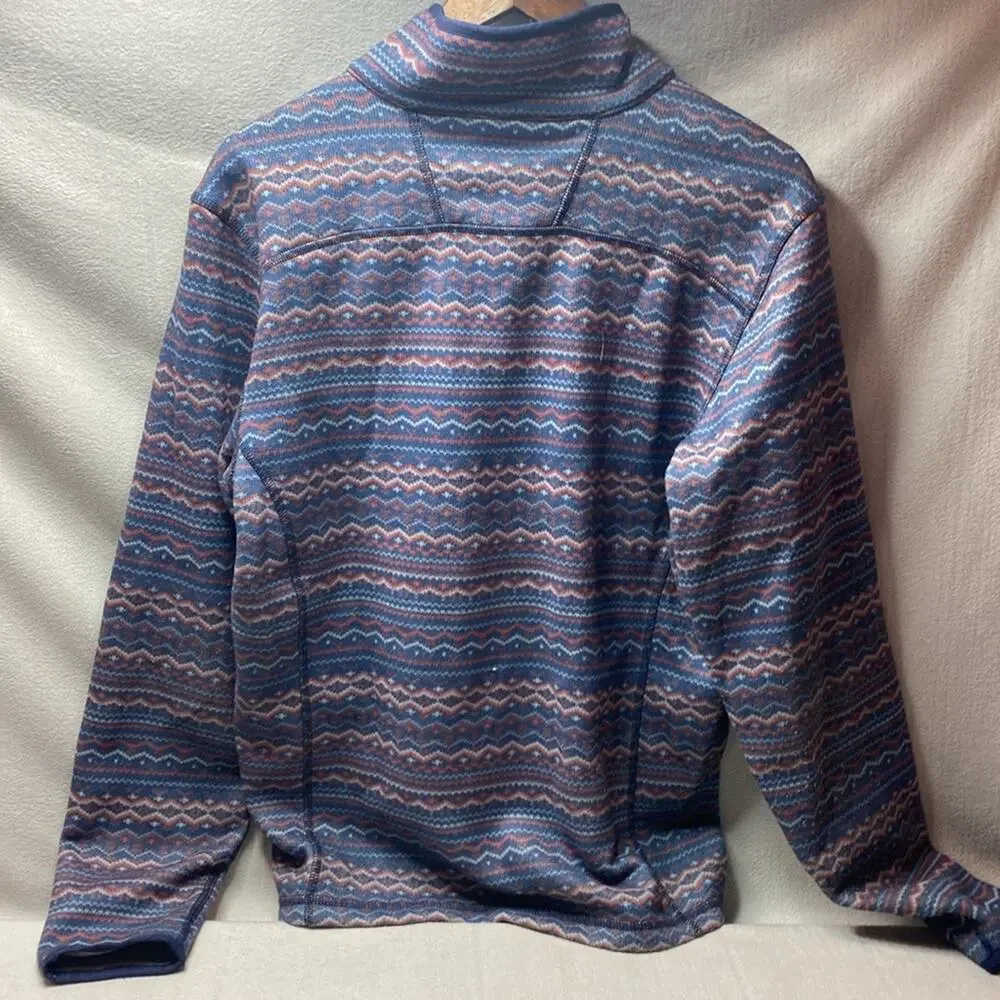 The North Face blue and orange patterned 1/2 full zip pullover size small